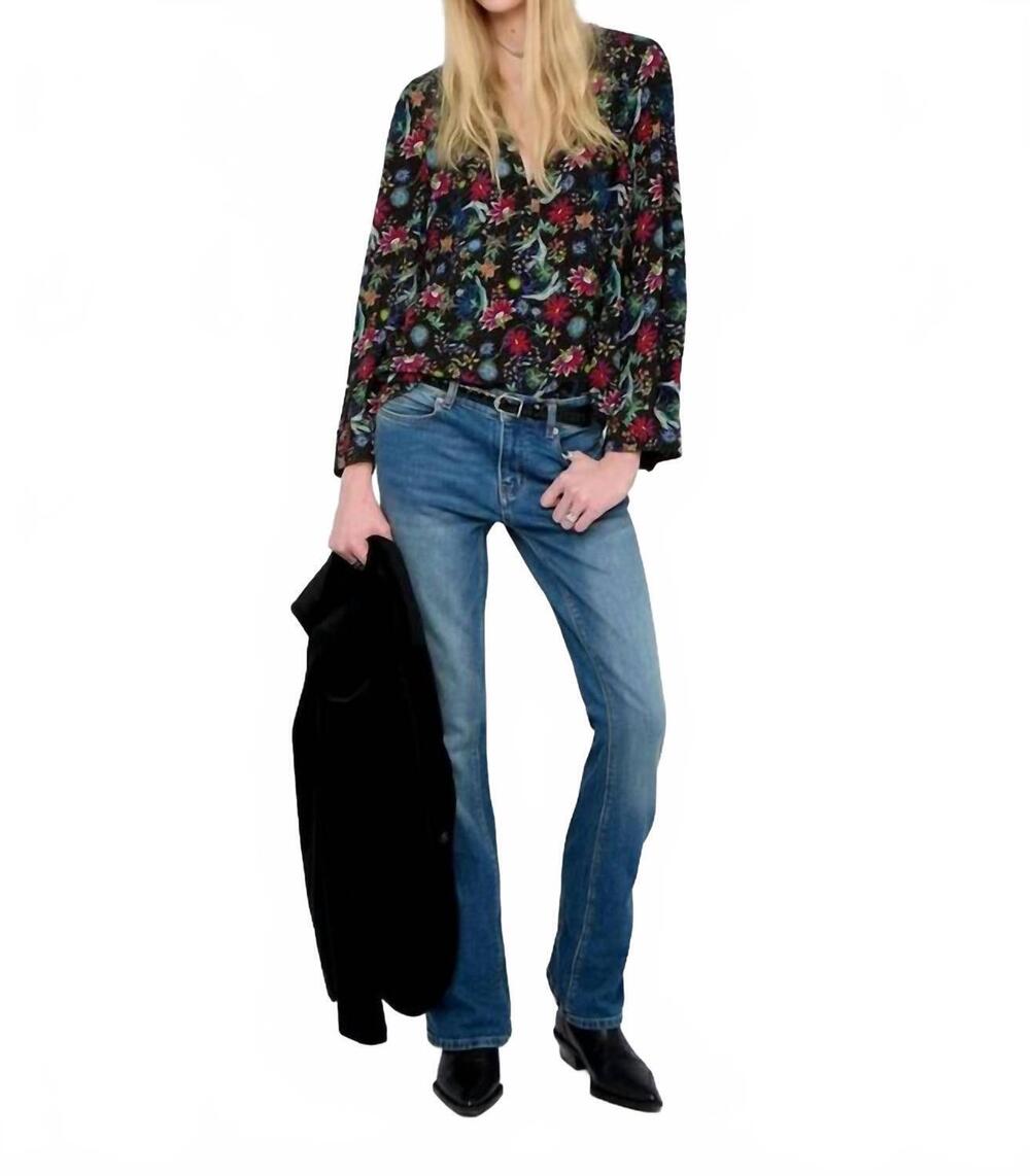 NEW ZADIG & VOLTAIRE torny soft virgin garden shirt in encre